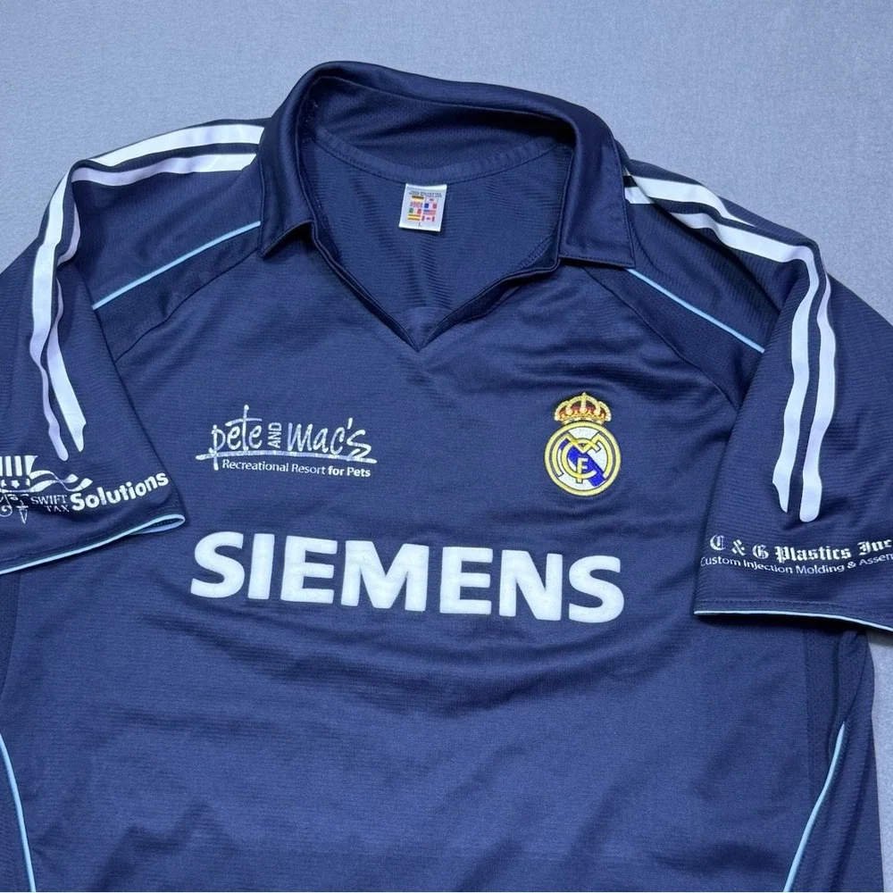 Real Madrid Siemens #10 Soccer Jersey Navy Custom Team Football Shirt Mens L